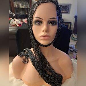 Elegant Black and Silver Women's Headscarf